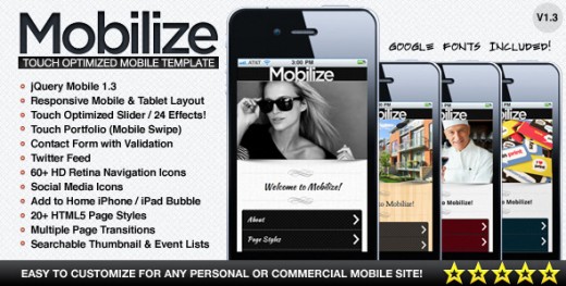 Mobilize - Touch Optimized Mobile Template