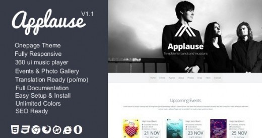 Applause -One-Page Music & DJ WP Theme