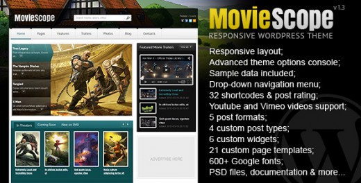 MovieScope - Responsive WP Portal Theme