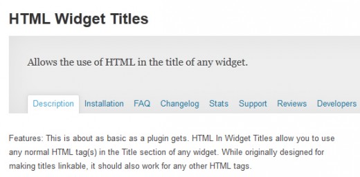 HTML Widget Titles