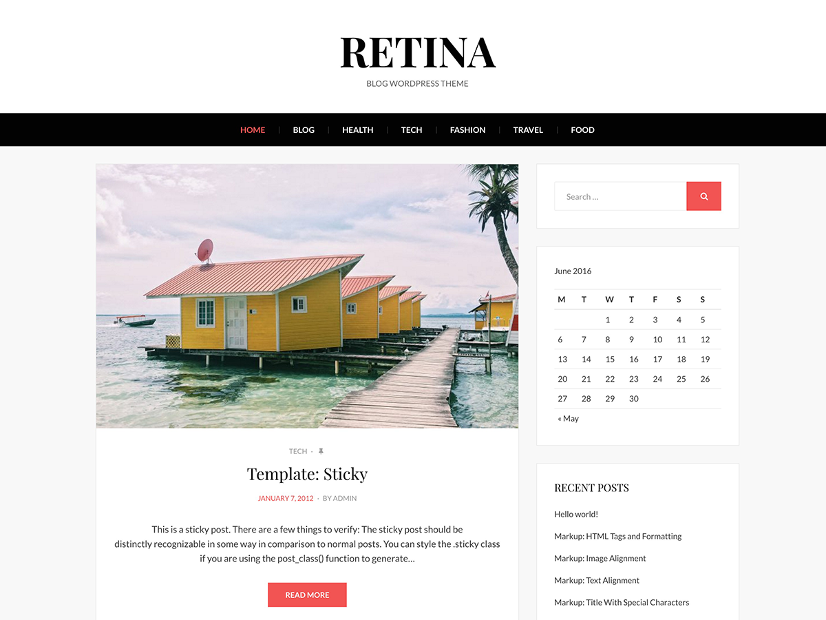 Retina WordPress Blog Theme