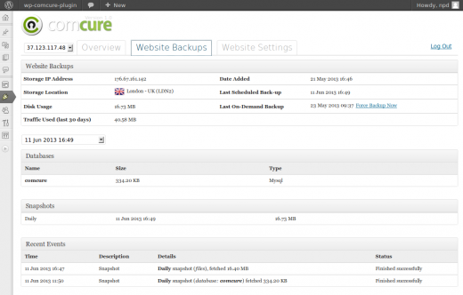 Comcure Automatic Offsite Backup