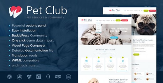 Pet Club - Services, Adoption, Dating & Community Theme