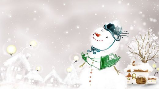 Snowman Christmas Painting Wallpaper
